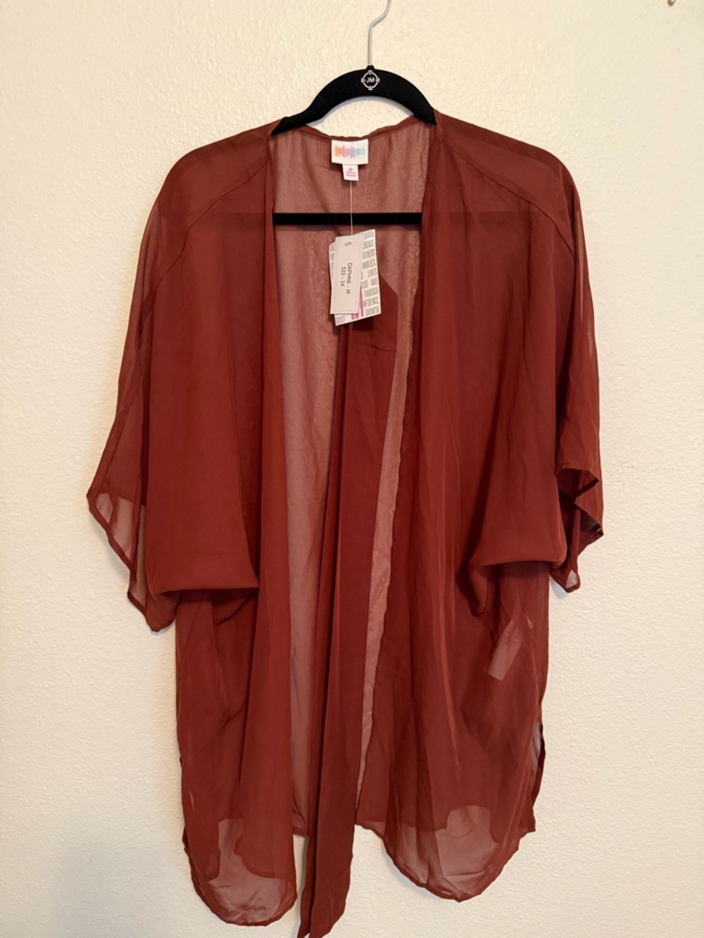 NWT LuLaRoe Sheer Brick Red Kimono Size M